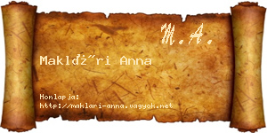 Maklári Anna névjegykártya