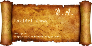 Maklári Anna névjegykártya
